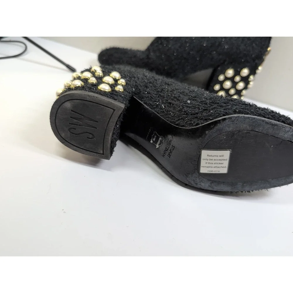 Stuart Weitzman Pearl Bacari Black Velvet Booties Size 7.5‎
